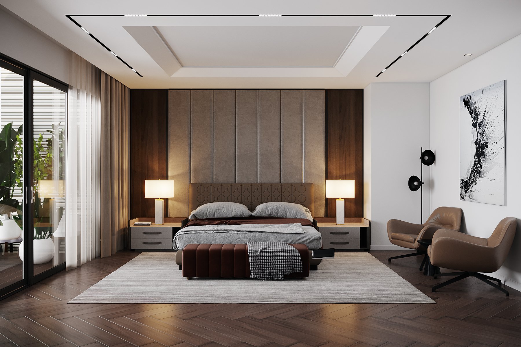 thiết kế phòng ngủ phong cách hiện đại